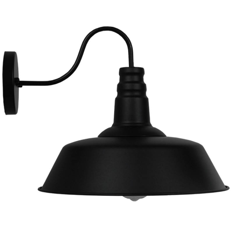 GloboStar® SORD 01053 Vintage Επιτοίχιο Φωτιστικό Απλίκα Μονόφωτο 1 x E27 IP20 Μαύρο Μέταλλο - Μ36 x Π42 x Υ32cm