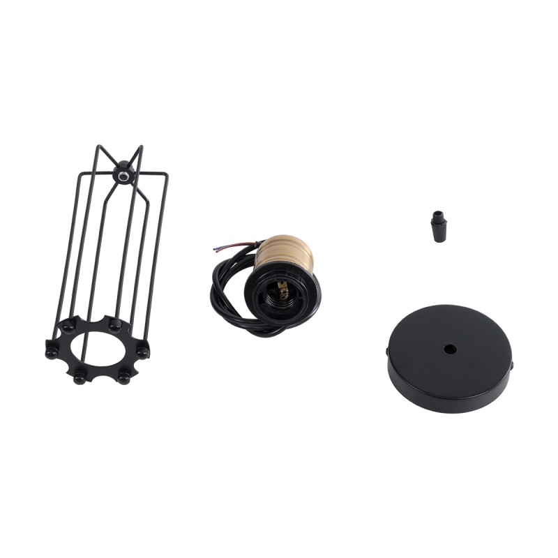 GloboStar® KLECE 01057 Vintage Κρεμαστό Φωτιστικό Ανάρτηση Μονόφωτο 1 x E27 IP20 Μαύρο & Χρυσό Μέταλλο - Μ8 x Π8 x Υ28cm