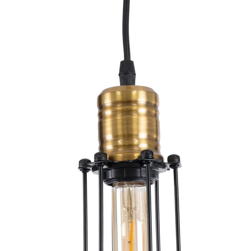 GloboStar® KLECE 01057 Vintage Κρεμαστό Φωτιστικό Ανάρτηση Μονόφωτο 1 x E27 IP20 Μαύρο & Χρυσό Μέταλλο - Μ8 x Π8 x Υ28cm
