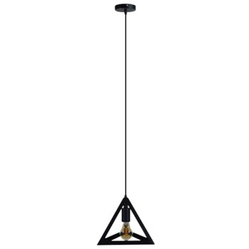 GLOBOSTAR® TRIANGLE 01063 Μοντέρνο Κρεμαστό Φωτιστικό Οροφής με Ντουί 1 x E27 AC 220-240V IP20 - Μαύρο - Μ25 x Π25 x Y21cm