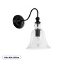 GLOBOSTAR® LILLY 01064 Vintage Φωτιστικό Τοίχου - Απλίκα με Ντουί 1 x E27 AC 220-240V IP20 - Μαύρο & Διάφανο - Μ38 x Π20 x Υ37cm