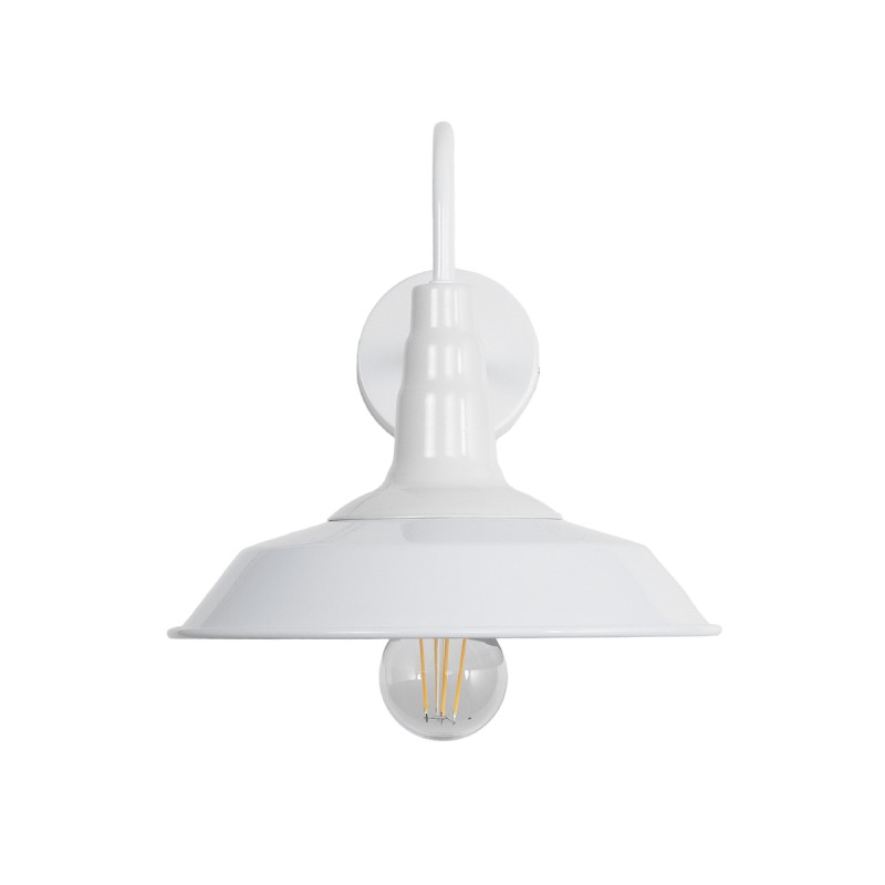 GloboStar® SORD 01066 Vintage Επιτοίχιο Φωτιστικό Απλίκα Μονόφωτο 1 x E27 IP20 Λευκό Μέταλλο - Μ26 x Π37 x Υ24cm