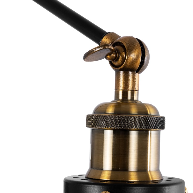 GloboStar® OLIVIA 01068 Vintage Επιτοίχιο Φωτιστικό Απλίκα Μονόφωτο 1 x E27 IP20 Μαύρο & Χρυσό Μέταλλο με Διάφανο Γυαλί - Μ18 x Π40 x Υ43cm