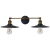 GLOBOSTAR® MINIMALL 01069 Vintage Φωτιστικό Τοίχου - Απλίκα με Ντουί 2 x E27 AC 220-240V IP20 - Μαύρο & Χρυσό - Μ30 x Π60 x Υ18cm