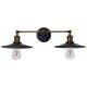 GLOBOSTAR® MINIMALL 01069 Vintage Φωτιστικό Τοίχου - Απλίκα με Ντουί 2 x E27 AC 220-240V IP20 - Μαύρο & Χρυσό - Μ30 x Π60 x Υ18cm