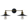 GLOBOSTAR® MINIMALL 01069 Vintage Φωτιστικό Τοίχου - Απλίκα με Ντουί 2 x E27 AC 220-240V IP20 - Μαύρο & Χρυσό - Μ30 x Π60 x Υ18cm