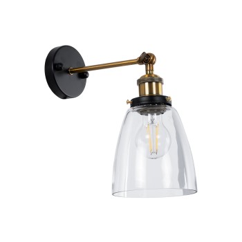 GLOBOSTAR® LYDIA 01071 Vintage Φωτιστικό Τοίχου - Απλίκα με Ντουί 1 x E27 AC 220-240V IP20 - Μαύρο & Χρυσό - Μ14 x Π26 x Υ30cm