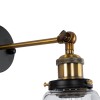 GloboStar® LYDIA 01071 Vintage Επιτοίχιο Φωτιστικό Απλίκα Μονόφωτο 1 x E27 IP20 Μαύρο & Χρυσό Μέταλλο με Διάφανο Γυαλί - Μ14 x Π26 x Υ30cm