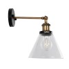 Globostar® LYDIA 01074 Vintage Επιτοίχιο Φωτιστικό Απλίκα Μονόφωτο 1 x E27 IP20 Μαύρο & Χρυσό Μέταλλο με Διάφανο Γυαλί - Μ18 x Π28 x Υ25cm