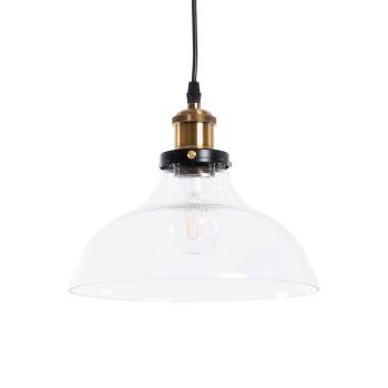 GLOBOSTAR® WICKHAM 01075 Vintage Κρεμαστό Φωτιστικό Οροφής με Ντουί 1 x E27 AC 220-240V IP20 - Διάφανο & Χρυσό - Μ24.5 x Π24.5 x Υ15cm