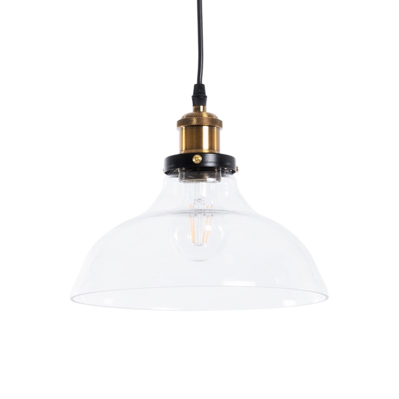 GLOBOSTAR® BINGLEY 01075 Vintage Κρεμαστό Φωτιστικό Οροφής με Ντουί 1 x E27 AC 220-240V IP20 - Διάφανο & Χρυσό - Μ24.5 x Π24.5 x Υ15cm