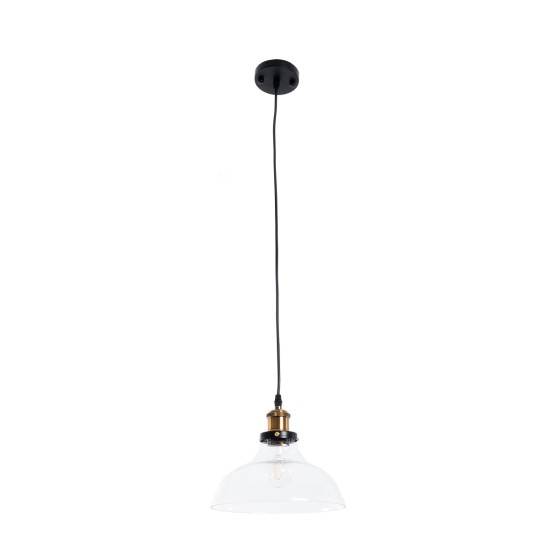 GLOBOSTAR® BINGLEY 01075 Vintage Κρεμαστό Φωτιστικό Οροφής με Ντουί 1 x E27 AC 220-240V IP20 - Διάφανο & Χρυσό - Μ24.5 x Π24.5 x Υ15cm GLOBOSTAR® BINGLEY 01075 Vintage Κρεμαστό Φωτιστικό Οροφής με Ντουί 1 x E27 AC 220-240V IP20 - Διάφανο & Χρυσό - Μ24.5 x Π24.5 x Υ15cm