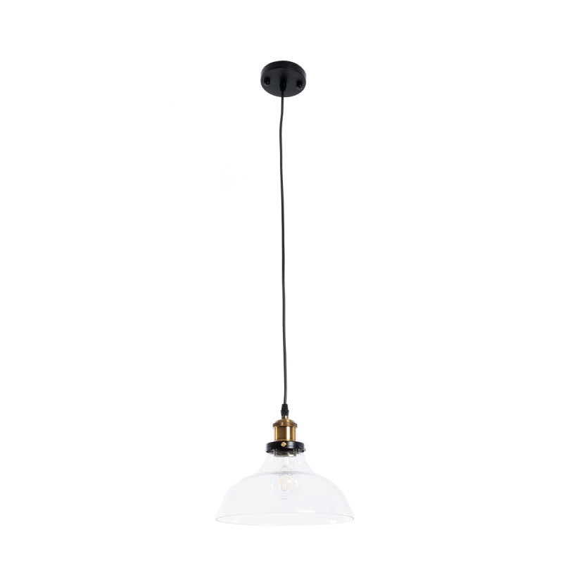 GLOBOSTAR® BINGLEY 01075 Vintage Κρεμαστό Φωτιστικό Οροφής με Ντουί 1 x E27 AC 220-240V IP20 - Διάφανο & Χρυσό - Μ24.5 x Π24.5 x Υ15cm