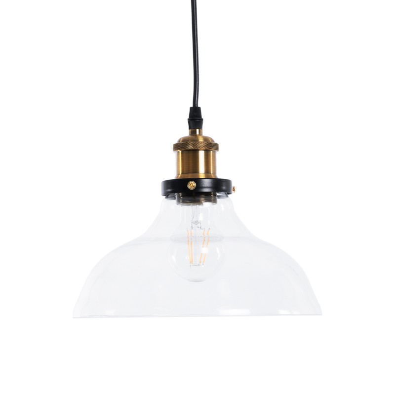 GLOBOSTAR® BINGLEY 01075 Vintage Κρεμαστό Φωτιστικό Οροφής με Ντουί 1 x E27 AC 220-240V IP20 - Διάφανο & Χρυσό - Μ24.5 x Π24.5 x Υ15cm