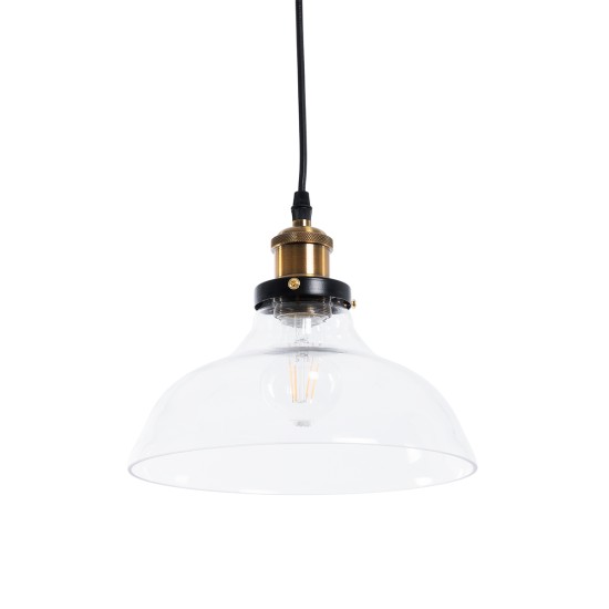 GLOBOSTAR® BINGLEY 01075 Vintage Κρεμαστό Φωτιστικό Οροφής με Ντουί 1 x E27 AC 220-240V IP20 - Διάφανο & Χρυσό - Μ24.5 x Π24.5 x Υ15cm GLOBOSTAR® BINGLEY 01075 Vintage Κρεμαστό Φωτιστικό Οροφής με Ντουί 1 x E27 AC 220-240V IP20 - Διάφανο & Χρυσό - Μ24.5 x Π24.5 x Υ15cm