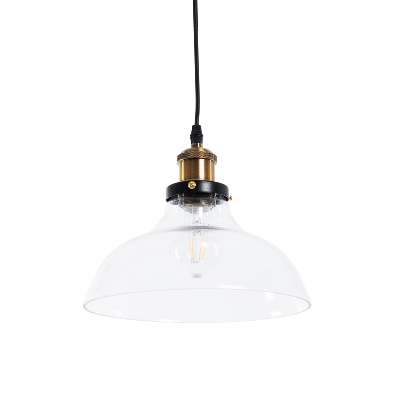 GLOBOSTAR® BINGLEY 01075 Vintage Κρεμαστό Φωτιστικό Οροφής με Ντουί 1 x E27 AC 220-240V IP20 - Διάφανο & Χρυσό - Μ24.5 x Π24.5 x Υ15cm