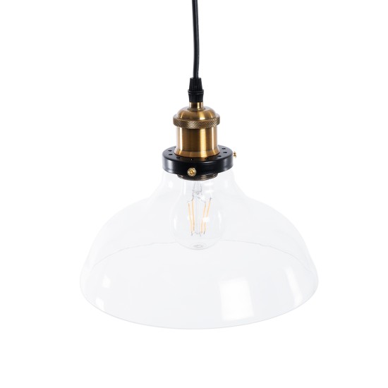 GLOBOSTAR® BINGLEY 01075 Vintage Κρεμαστό Φωτιστικό Οροφής με Ντουί 1 x E27 AC 220-240V IP20 - Διάφανο & Χρυσό - Μ24.5 x Π24.5 x Υ15cm GLOBOSTAR® BINGLEY 01075 Vintage Κρεμαστό Φωτιστικό Οροφής με Ντουί 1 x E27 AC 220-240V IP20 - Διάφανο & Χρυσό - Μ24.5 x Π24.5 x Υ15cm