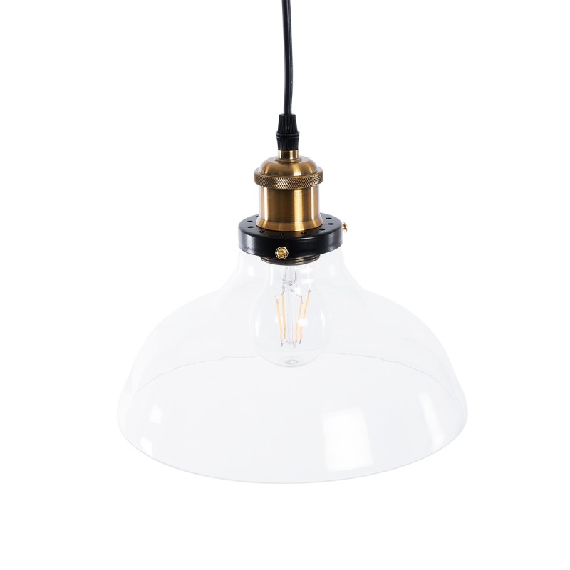 GLOBOSTAR® BINGLEY 01075 Vintage Κρεμαστό Φωτιστικό Οροφής με Ντουί 1 x E27 AC 220-240V IP20 - Διάφανο & Χρυσό - Μ24.5 x Π24.5 x Υ15cm