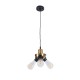 GloboStar® COPPER 01076 Vintage Κρεμαστό Φωτιστικό Ανάρτηση Τρίφωτο 3 x E27 IP20 Χρυσό Μέταλλο με Μαύρο Πλαστικό - Μ14 x Π14 x Υ13cm