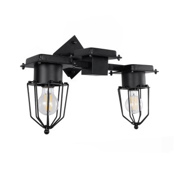 GLOBOSTAR® TORO 01079 Vintage Φωτιστικό Τοίχου - Απλίκα με Ντουί 2 x E27 AC 220-240V IP20 - Μαύρο - Μ44 x Π33 x Υ21cm