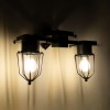 GloboStar® TORO 01079 Vintage Επιτοίχιο Φωτιστικό Απλίκα Δίφωτο 2 x E27 IP20 Μαύρο Μέταλλο - Μ44 x Π33 x Υ21cm
