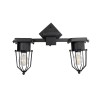 GloboStar® TORO 01079 Vintage Επιτοίχιο Φωτιστικό Απλίκα Δίφωτο 2 x E27 IP20 Μαύρο Μέταλλο - Μ44 x Π33 x Υ21cm