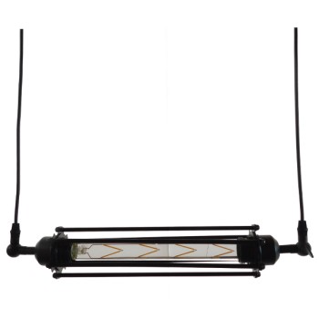 GLOBOSTAR® TUBE 01085 Vintage Κρεμαστό Φωτιστικό Οροφής με Ντουί 1 x E27 AC 220-240V IP20 - Μαύρο - Μ43 x Π11 x Υ11cm