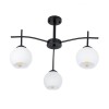 GloboStar® LUNA 01087 Μοντέρνο Φωτιστικό Οροφής Καμπάνα Τριφωτο 3 x E27 IP20 Μαύρο Μέταλλο με Λευκό Γυαλί - Μ45 x Π45 x Υ40cm
