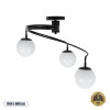 GloboStar® SELINA 01089 Μοντέρνο Φωτιστικό Οροφής Μπάλα Τρίφωτο 3 x E27 IP20 Μαύρο Μέταλλο με Λευκό Γυαλί - Μ60 x Π60 x Υ45cm