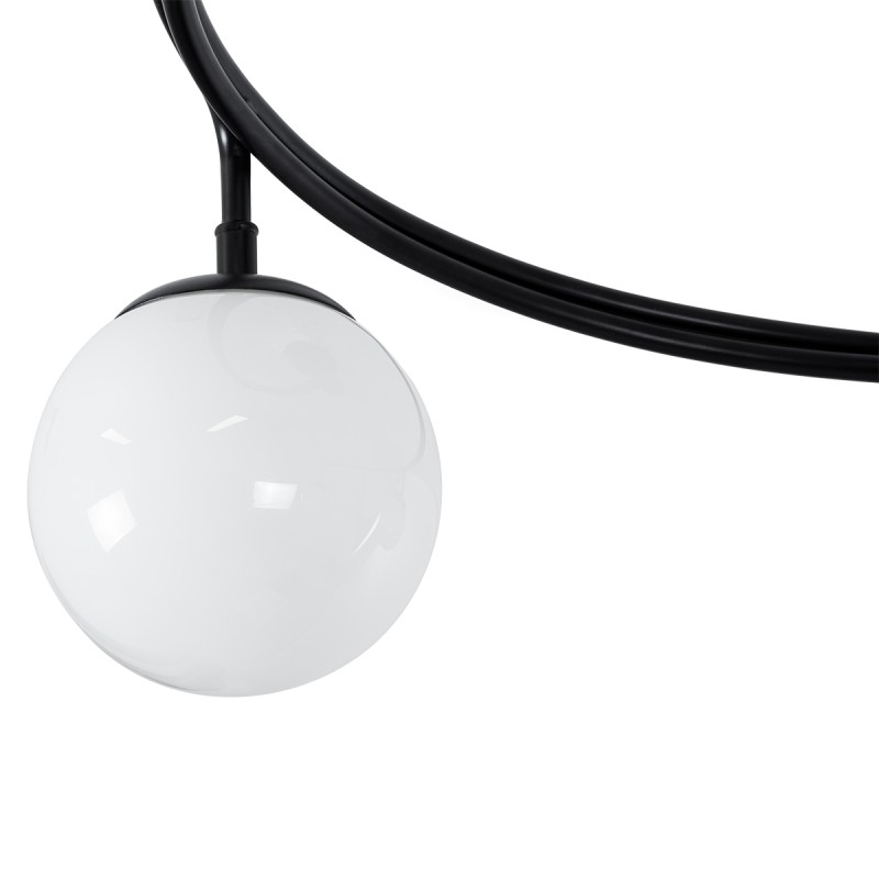 GloboStar® SELINA 01089 Μοντέρνο Φωτιστικό Οροφής Μπάλα Τρίφωτο 3 x E27 IP20 Μαύρο Μέταλλο με Λευκό Γυαλί - Μ60 x Π60 x Υ45cm