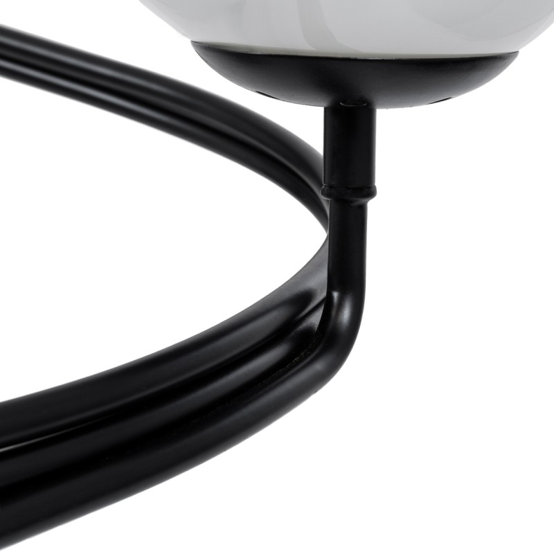 GloboStar® SELINA 01089 Μοντέρνο Φωτιστικό Οροφής Μπάλα Τρίφωτο 3 x E27 IP20 Μαύρο Μέταλλο με Λευκό Γυαλί - Μ60 x Π60 x Υ45cm
