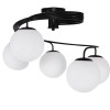 GloboStar® SELINA 01090 Μοντέρνο Φωτιστικό Οροφής Μπάλα Πολύφωτο 5 x E27 IP20 Μαύρο Μέταλλο με Λευκό Γυαλί - Μ63 x Π63 x Υ47cm