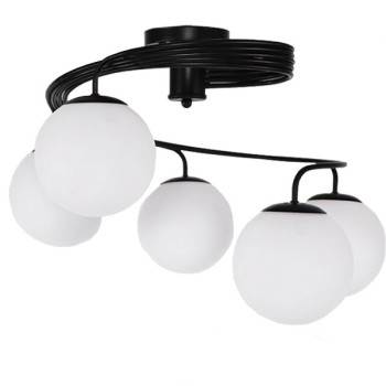 GLOBOSTAR® SELINA 01090 Μοντέρνο Φωτιστικό Οροφής με Ντουί 5 x E27 AC 220-240V IP20 - Μαύρο & Λευκό - Μ63 x Π63 x Υ47cm