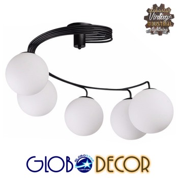 GLOBOSTAR® SELINA 01090 Μοντέρνο Φωτιστικό Οροφής με Ντουί 5 x E27 AC 220-240V IP20 - Μαύρο & Λευκό - Μ63 x Π63 x Υ47cm