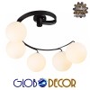 GloboStar® SELINA 01090 Μοντέρνο Φωτιστικό Οροφής Μπάλα Πολύφωτο 5 x E27 IP20 Μαύρο Μέταλλο με Λευκό Γυαλί - Μ63 x Π63 x Υ47cm