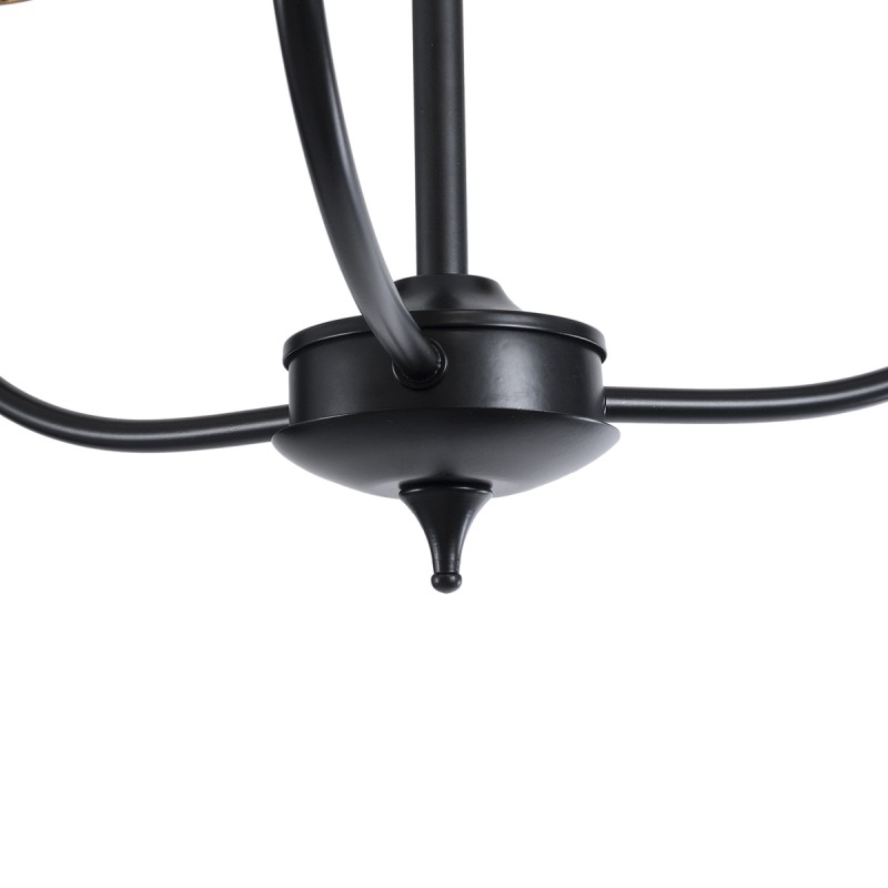 GloboStar® LIMI 01091 Vintage Κρεμαστό Φωτιστικό Καπέλο Τρίφωτο 3 x E14 IP20 Μαύρο & Χρυσό Μέταλλο με Μαύρο Ύφασμα - Μ55 x Π55 x Υ55cm