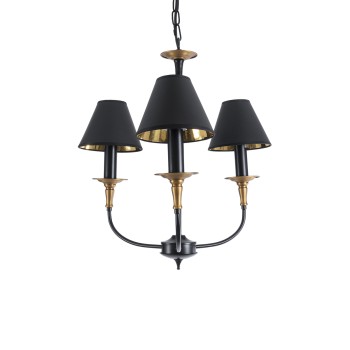 GLOBOSTAR® LIMI 01091 Vintage Κρεμαστό Φωτιστικό Οροφής με Ντουί 3 x E14 AC 220-240V IP20 - Μαύρο & Χρυσό - Μ55 x Π55 x Υ55cm