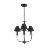 GloboStar® LIMI 01091 Vintage Κρεμαστό Φωτιστικό Καπέλο Τρίφωτο 3 x E14 IP20 Μαύρο & Χρυσό Μέταλλο με Μαύρο Ύφασμα - Μ55 x Π55 x Υ55cm