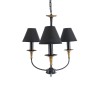 GloboStar® LIMI 01091 Vintage Κρεμαστό Φωτιστικό Καπέλο Τρίφωτο 3 x E14 IP20 Μαύρο & Χρυσό Μέταλλο με Μαύρο Ύφασμα - Μ55 x Π55 x Υ55cm