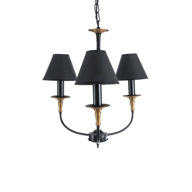 GloboStar® LIMI 01091 Vintage Κρεμαστό Φωτιστικό Καπέλο Τρίφωτο 3 x E14 IP20 Μαύρο & Χρυσό Μέταλλο με Μαύρο Ύφασμα - Μ55 x Π55 x Υ55cm