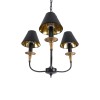 GloboStar® LIMI 01091 Vintage Κρεμαστό Φωτιστικό Καπέλο Τρίφωτο 3 x E14 IP20 Μαύρο & Χρυσό Μέταλλο με Μαύρο Ύφασμα - Μ55 x Π55 x Υ55cm