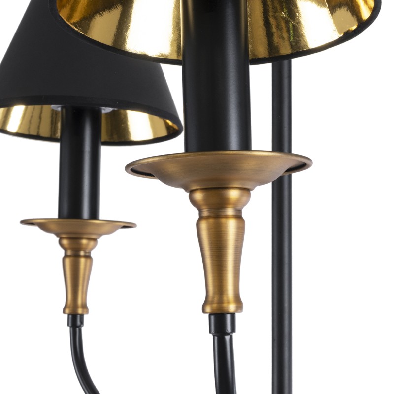 GloboStar® LIMI 01091 Vintage Κρεμαστό Φωτιστικό Καπέλο Τρίφωτο 3 x E14 IP20 Μαύρο & Χρυσό Μέταλλο με Μαύρο Ύφασμα - Μ55 x Π55 x Υ55cm