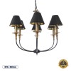 GloboStar® LIMI 01092 Vintage Κρεμαστό Φωτιστικό Καπέλο Πολύφωτο 6 x E14 IP20 Μαύρο & Χρυσό Μέταλλο με Μαύρο Ύφασμα - Μ70 x Π70 x Υ60cm