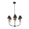 GloboStar® LIMI 01092 Vintage Κρεμαστό Φωτιστικό Καπέλο Πολύφωτο 6 x E14 IP20 Μαύρο & Χρυσό Μέταλλο με Μαύρο Ύφασμα - Μ70 x Π70 x Υ60cm