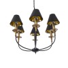 GloboStar® LIMI 01092 Vintage Κρεμαστό Φωτιστικό Καπέλο Πολύφωτο 6 x E14 IP20 Μαύρο & Χρυσό Μέταλλο με Μαύρο Ύφασμα - Μ70 x Π70 x Υ60cm