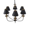 GloboStar® LIMI 01092 Vintage Κρεμαστό Φωτιστικό Καπέλο Πολύφωτο 6 x E14 IP20 Μαύρο & Χρυσό Μέταλλο με Μαύρο Ύφασμα - Μ70 x Π70 x Υ60cm