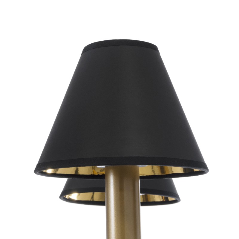 GloboStar® LIMI 01092 Vintage Κρεμαστό Φωτιστικό Καπέλο Πολύφωτο 6 x E14 IP20 Μαύρο & Χρυσό Μέταλλο με Μαύρο Ύφασμα - Μ70 x Π70 x Υ60cm