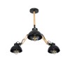 GloboStar® OLD SCHOOL 01093 Μοντέρνο Φωτιστικό Οροφής Καμπάνα Τρίφωτο 3 x E27 IP20 Μαύρο Μέταλλο με Μπεζ Ξύλο - Μ75 x Π75 x Υ35cm