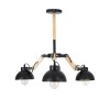 GloboStar® OLD SCHOOL 01093 Μοντέρνο Φωτιστικό Οροφής Καμπάνα Τρίφωτο 3 x E27 IP20 Μαύρο Μέταλλο με Μπεζ Ξύλο - Μ75 x Π75 x Υ35cm
