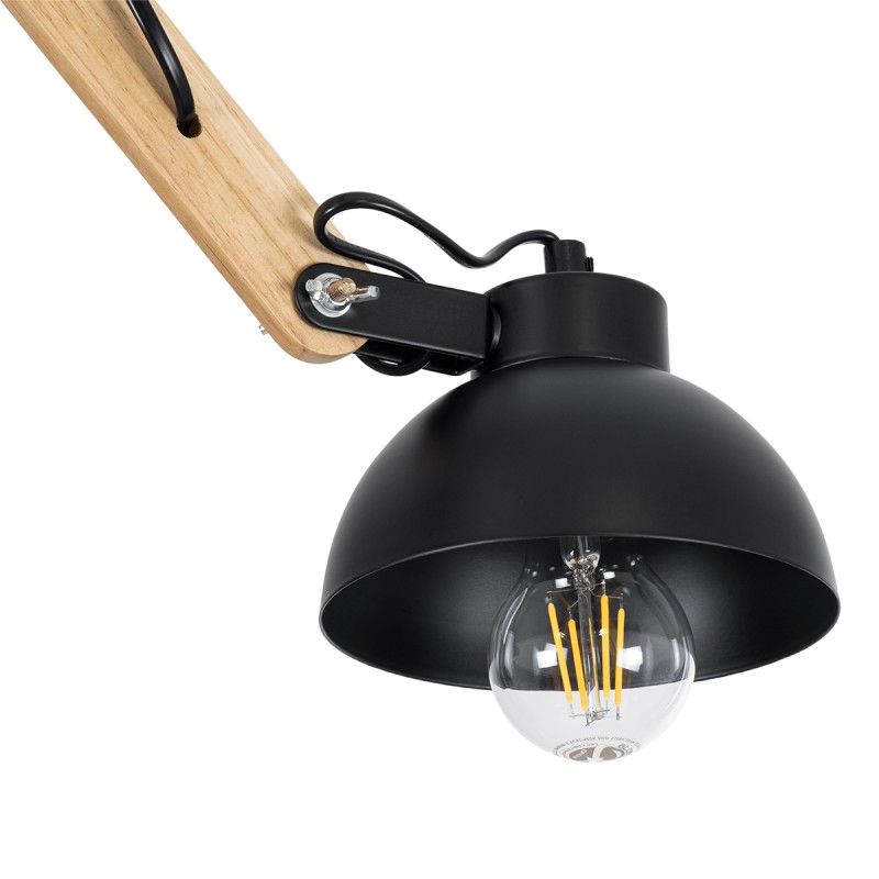 GloboStar® OLD SCHOOL 01093 Μοντέρνο Φωτιστικό Οροφής Καμπάνα Τρίφωτο 3 x E27 IP20 Μαύρο Μέταλλο με Μπεζ Ξύλο - Μ75 x Π75 x Υ35cm